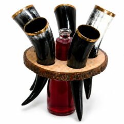 5 shots drinking horn with brass Rim