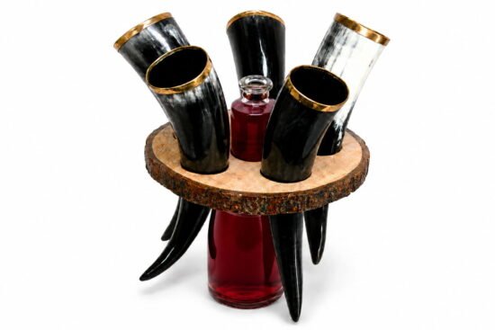 5 shots drinking horn with brass Rim