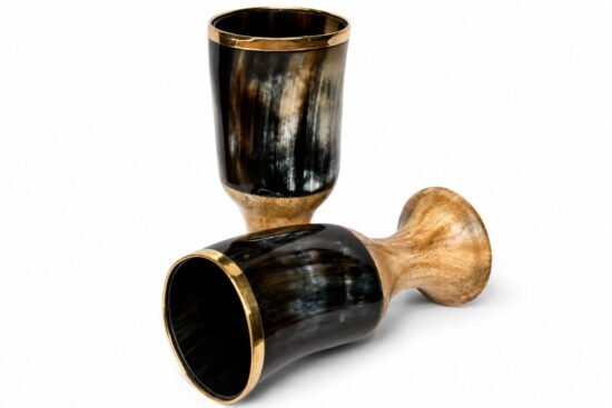 Horn Goblet with Brass Rim