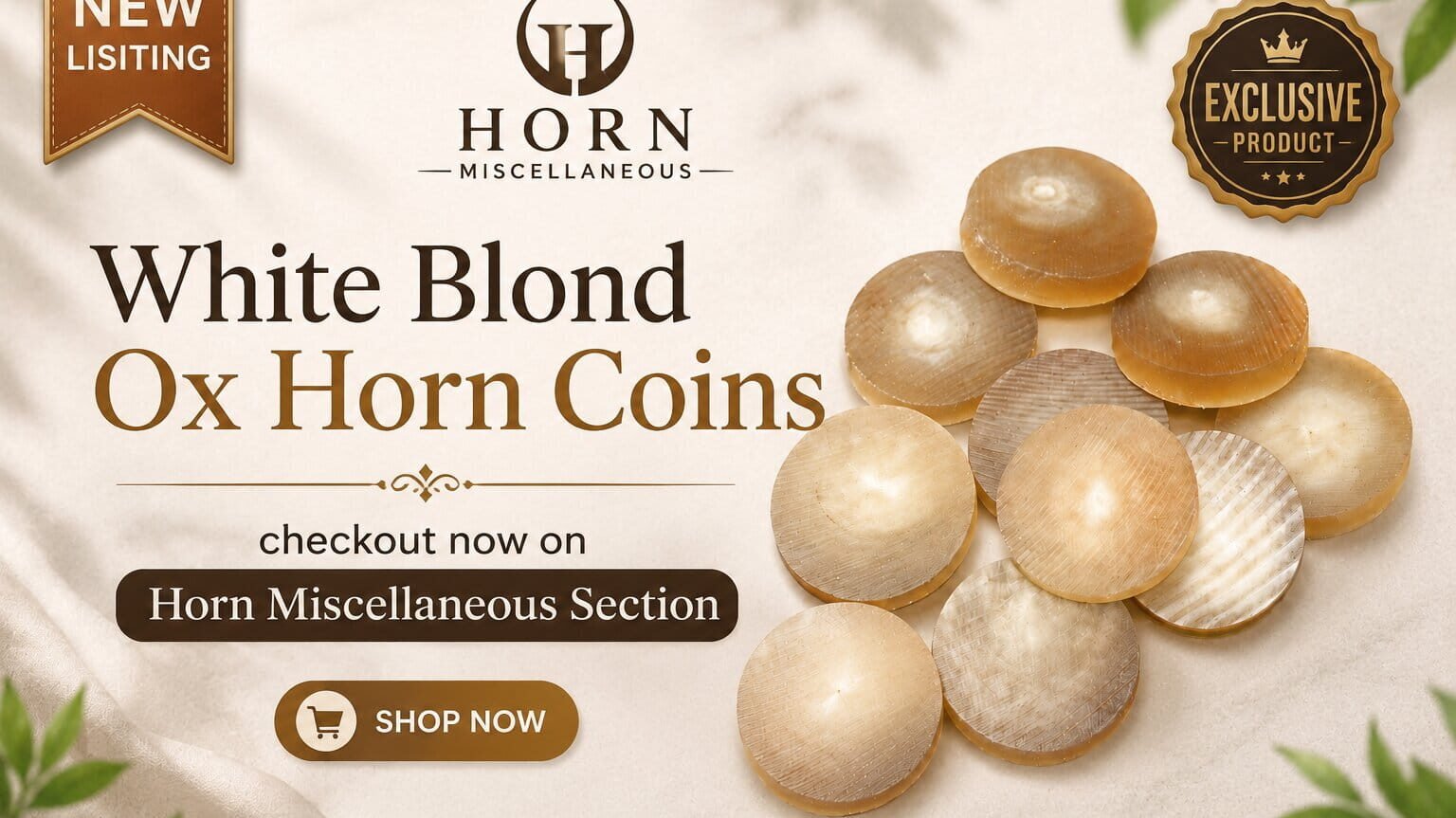White Blond Ox Horn Coins