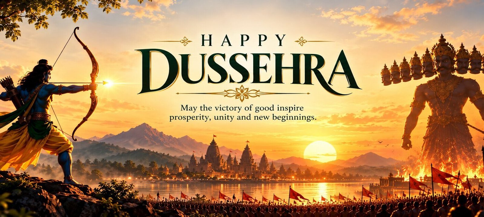 Epic Dussehra Sunset Banner
